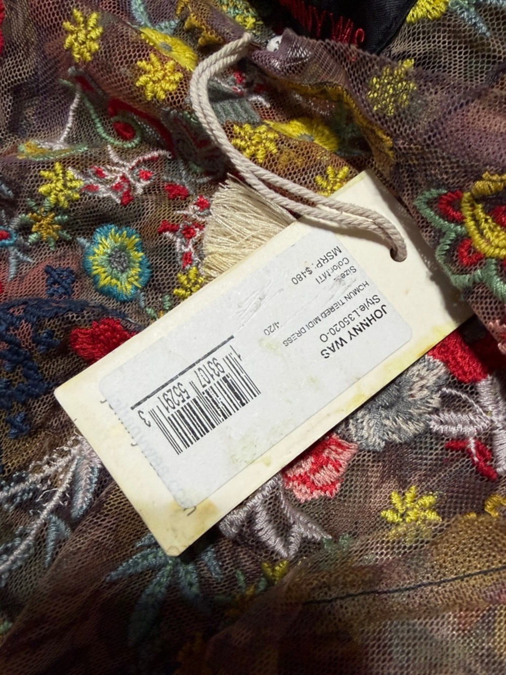 NWT Biya Johnny Was Floral Embroidered Sheer Mini Dress in Multi-Color - Picture 6 of 6